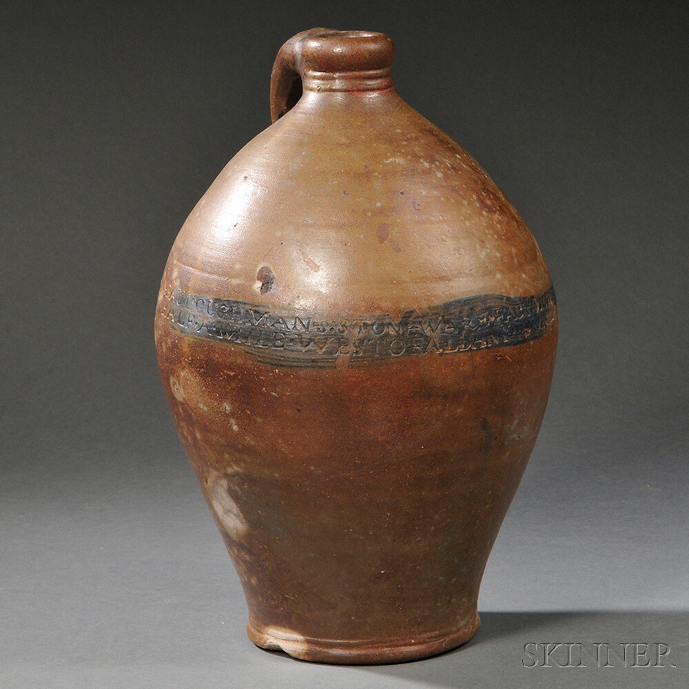 Appraisal: Paul Cushman Ovoid Stoneware Jug Albany New York early th