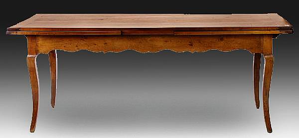 Appraisal: A French walnut draw leaf farmhouse table th century The