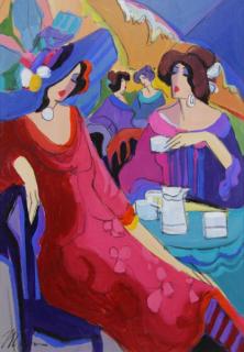 Appraisal: MAIMON Isaac Oil on Canvas Cafe Scene Signed lower left