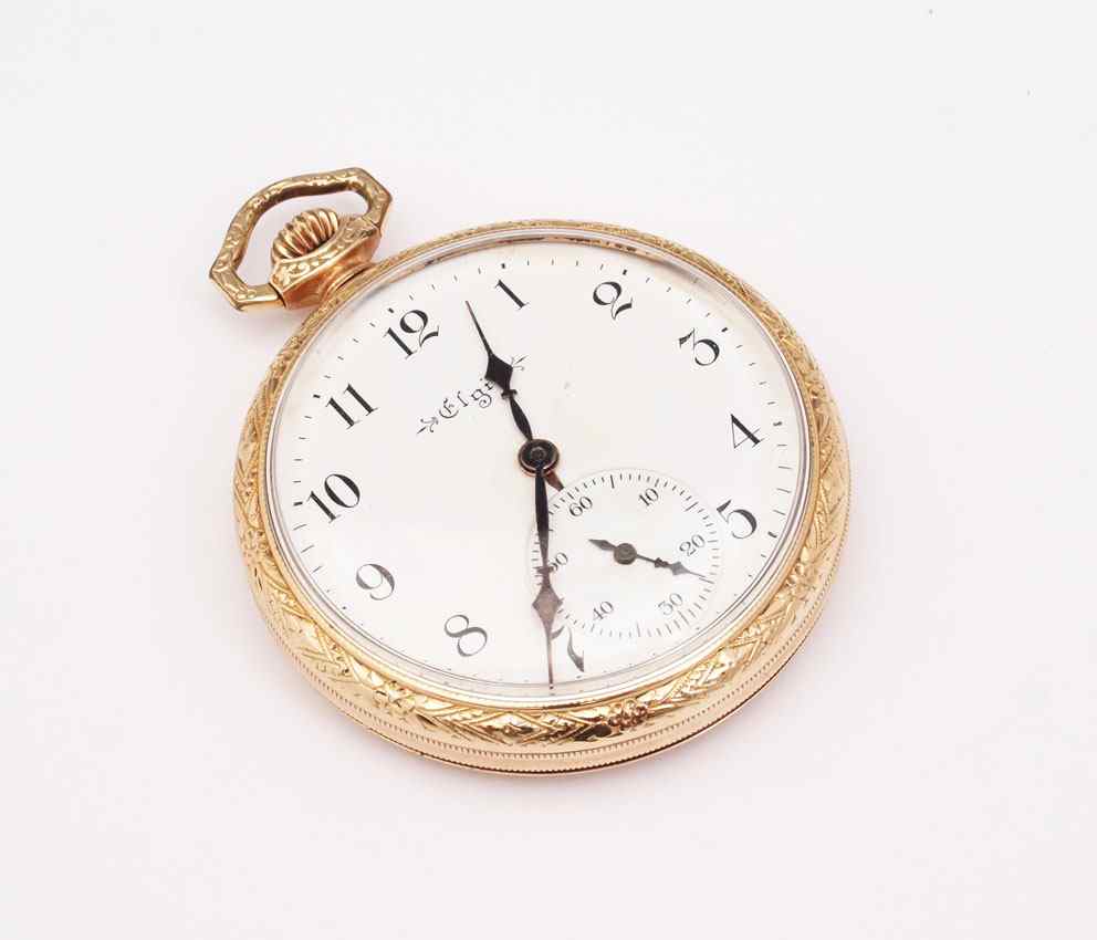 Appraisal: ELGIN AMERICAN MADE OPEN FACE POCKET WATCH Size gold filled