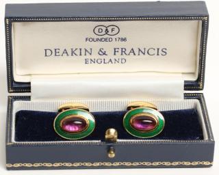 Appraisal: Deakin Francis K Gold Amethyst Cufflinks Set with cabochon amethysts