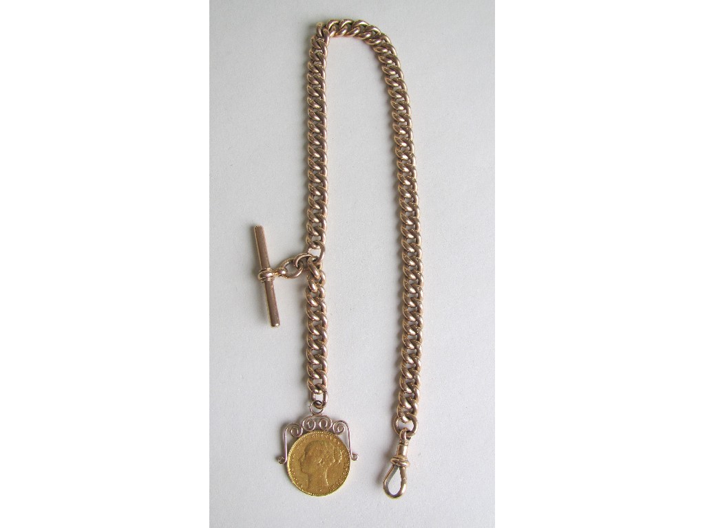 Appraisal: Nine carat gold curb link Albert chain with sovereign in