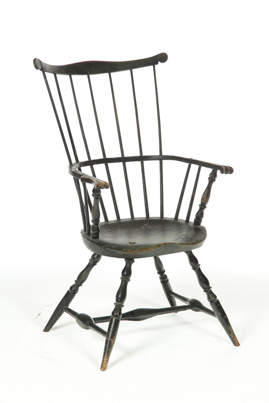 Appraisal: WINDSOR COMB-BACK ARMCHAIR Pennsylvania late th century mixed woods Well-splayed