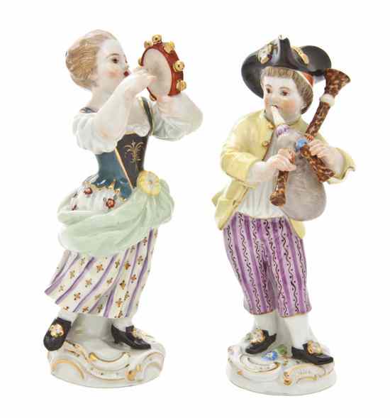 Appraisal: A Pair of Meissen Porcelain Figures of Youthful Musicians one