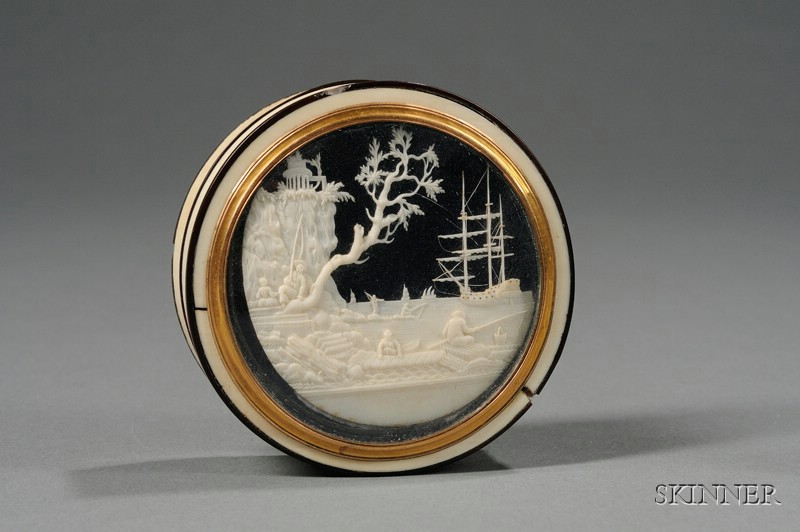 Appraisal: Continental Ivory and Tortoiseshell Snuff Box late th early th