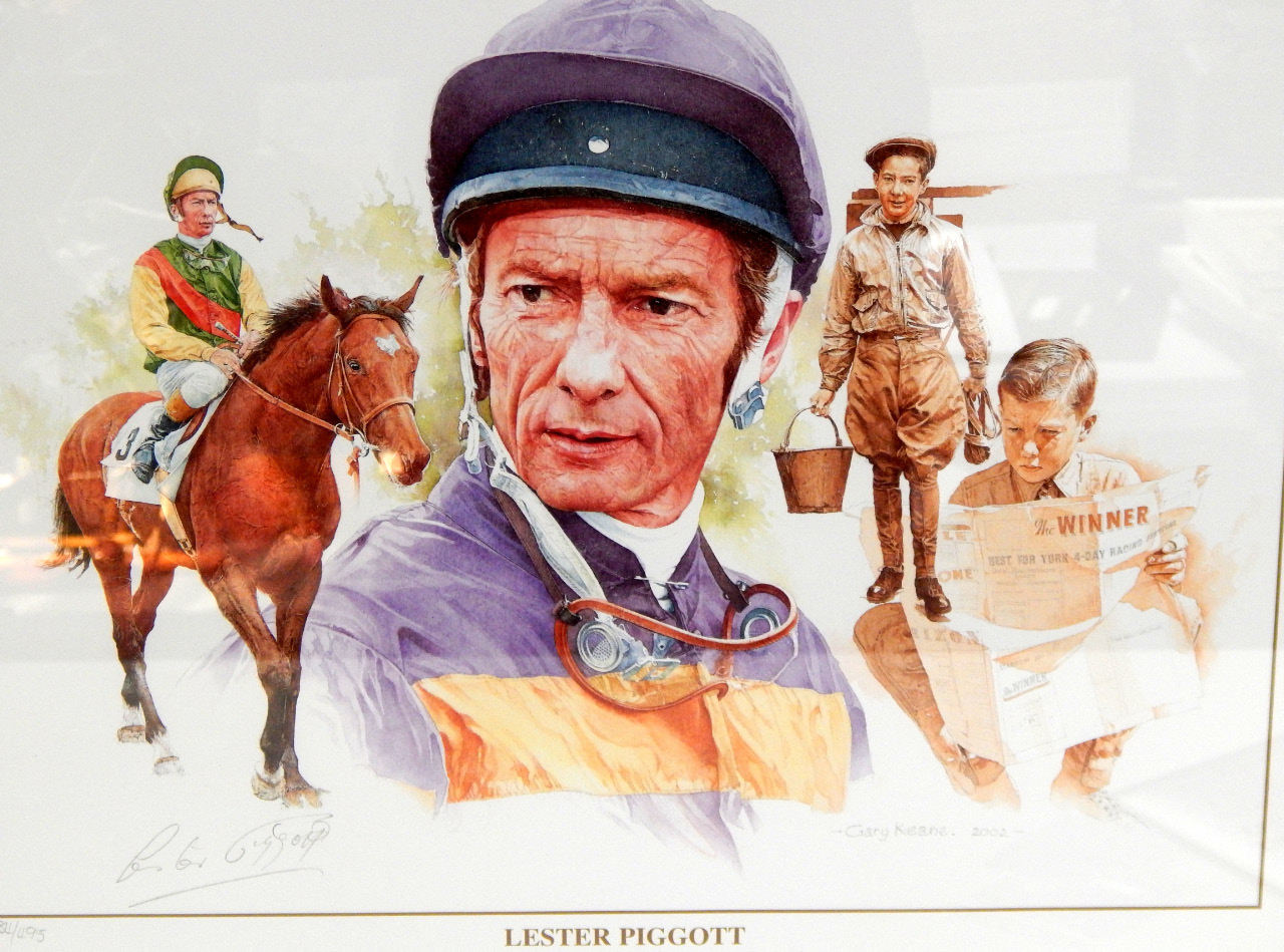 Appraisal: Gary Veane Lester Piggott limited edition print signed by the