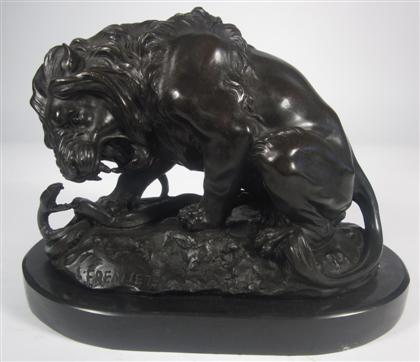 Appraisal: After Antoine Louis Barye French - lion et serpent