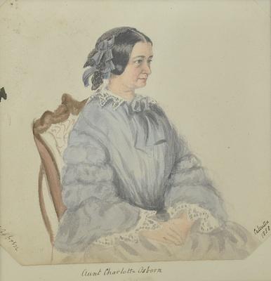 Appraisal: Continental School ca Miniature portrait of Aunt Carlotte Osborn watercolor