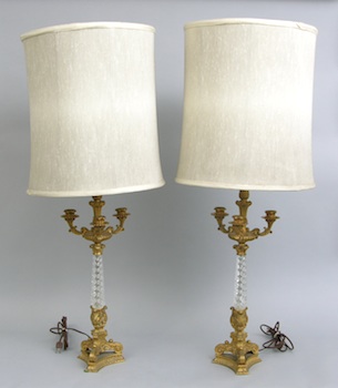 Appraisal: Pair of Ornate Gilt Metal Table Lamps A matching pair