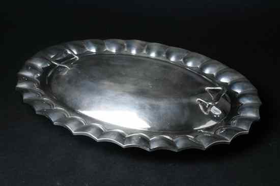 Appraisal: MEXICAN STERLING SILVER COVERED DISH Circa Oval with lobed border