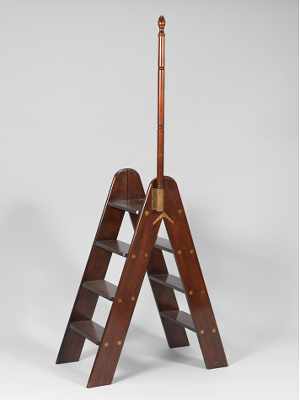 Appraisal: A Library Ladder Four step petite ladder with walnut stain