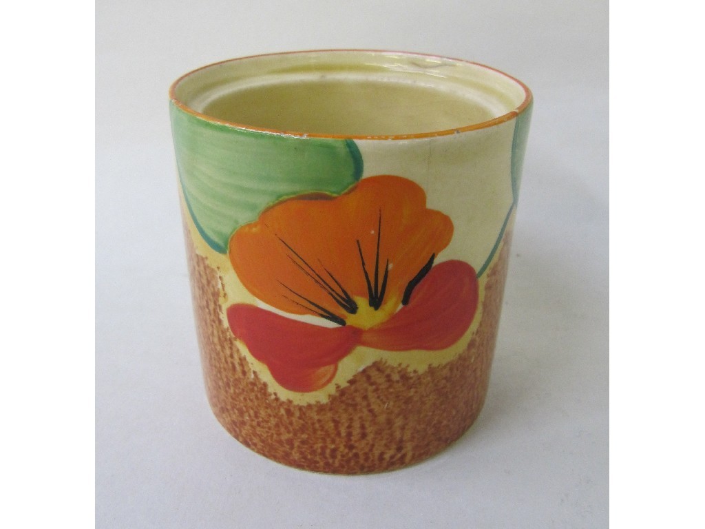 Appraisal: Clarice Cliff Bizarre 'Nasturtium' pattern pot def