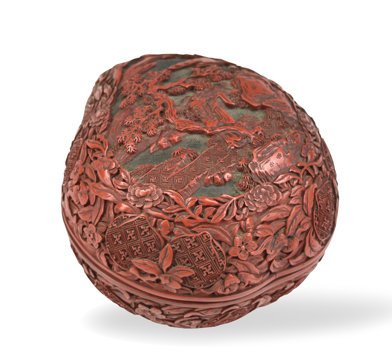 Appraisal: Chinese th C of peach shape the domed cover finely