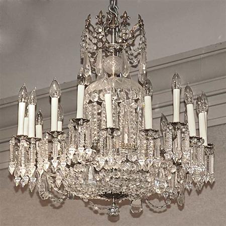 Appraisal: Neoclassical Style Cut Glass Eighteen-Light Chandelier Estimate -