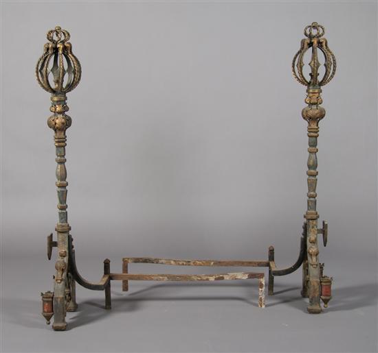 Appraisal: A Pair of Renaissance Revival Style Andirons Height inches