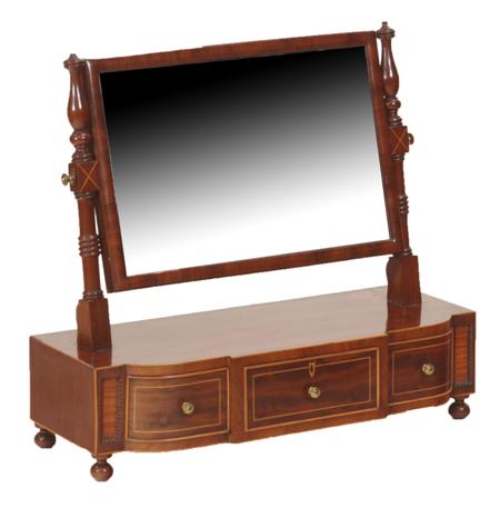 Appraisal: An early th century mahogany dressing glass the rectangular mirrored