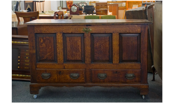 Appraisal: Georgian Oak Mule Chest The Hinged Top Over A Four