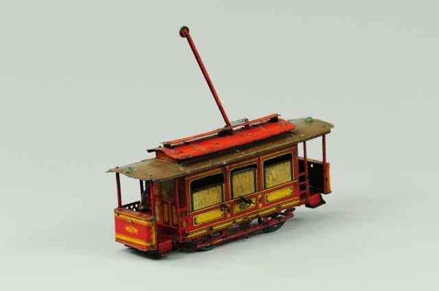 Appraisal: TIN LITHOGRAPHED TROLLEY German maker unknown very colorful w opening