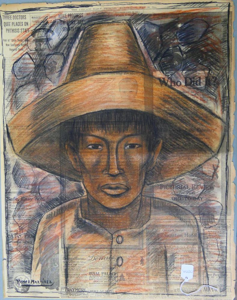 Appraisal: RAMOS MARTINEZ MEXICO - NEWSPAPER GOUACH Attributed to Alfredo Ramos