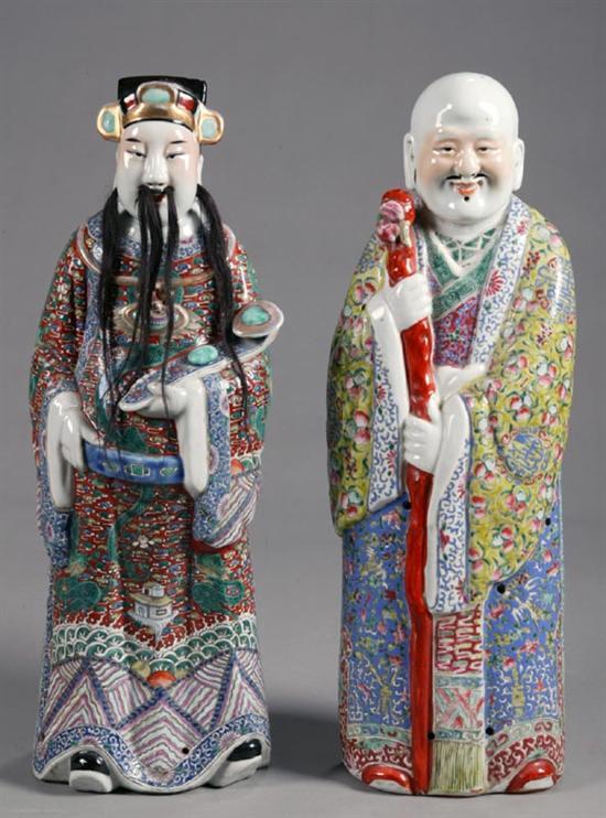 Appraisal: TWO CERAMIC STATUES China th century porcelain Two standing men