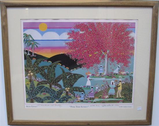 Appraisal: GROUP OF THREE RITA GENET PRINTS office use and Sold