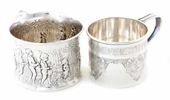 Appraisal: Unusual American sterling child's cups circa Wallace alphabet and bunny