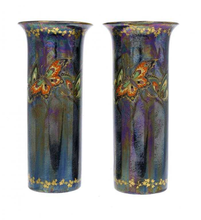 Appraisal: A PAIR OF FIELDING'S CROWN DEVON LUSTRE VASES decorated with