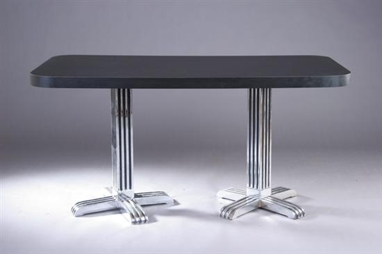 Appraisal: ART DECO LAMINATED AND CHROME DINING TABLE circa Rectangular top