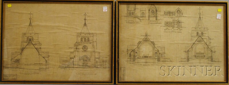 Appraisal: Two Framed Maginnis Walsh Architectural Elevation Plans of Newman School