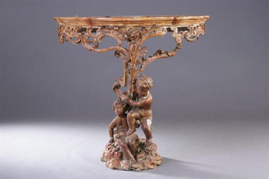 Appraisal: FRENCH ROCOCO REVIVAL CONSOLE th century gilt gesso over wood