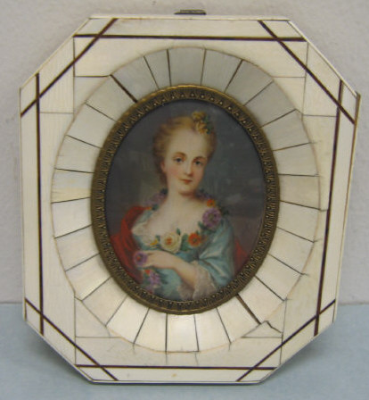 Appraisal: MINIATURE PORTRAIT OF MADAME DE POMPADOUR Painted on oval ivory