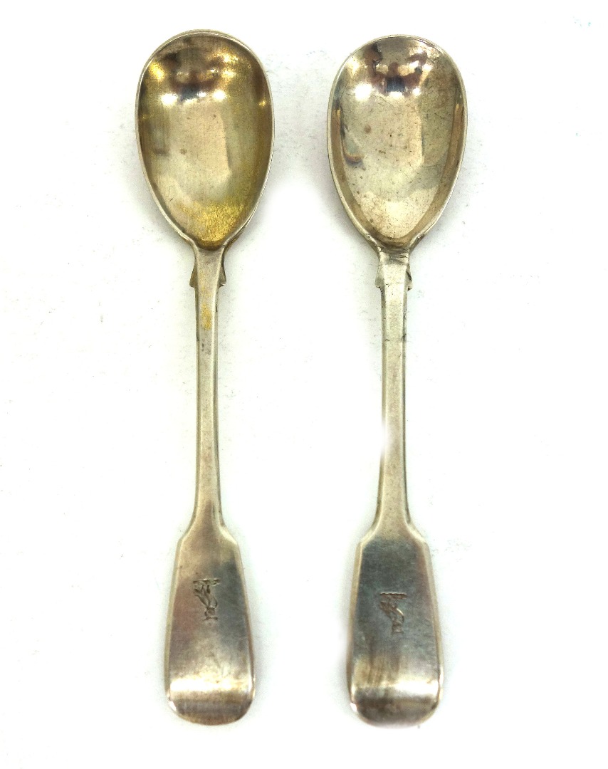 Appraisal: A pair of large Victorian Irish silver fiddle pattern mustard