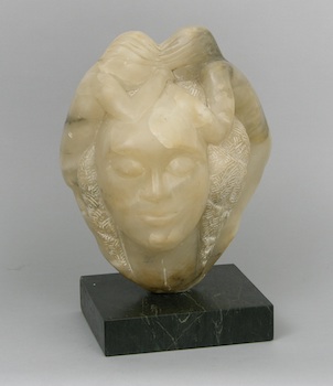 Appraisal: A Carved Alabaster Figural Sculpture A contemporary carved alabaster figural