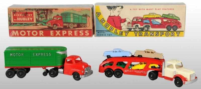 Appraisal: Lot of Die-Cast Plastic Hubley Truck Toys Description American Circa