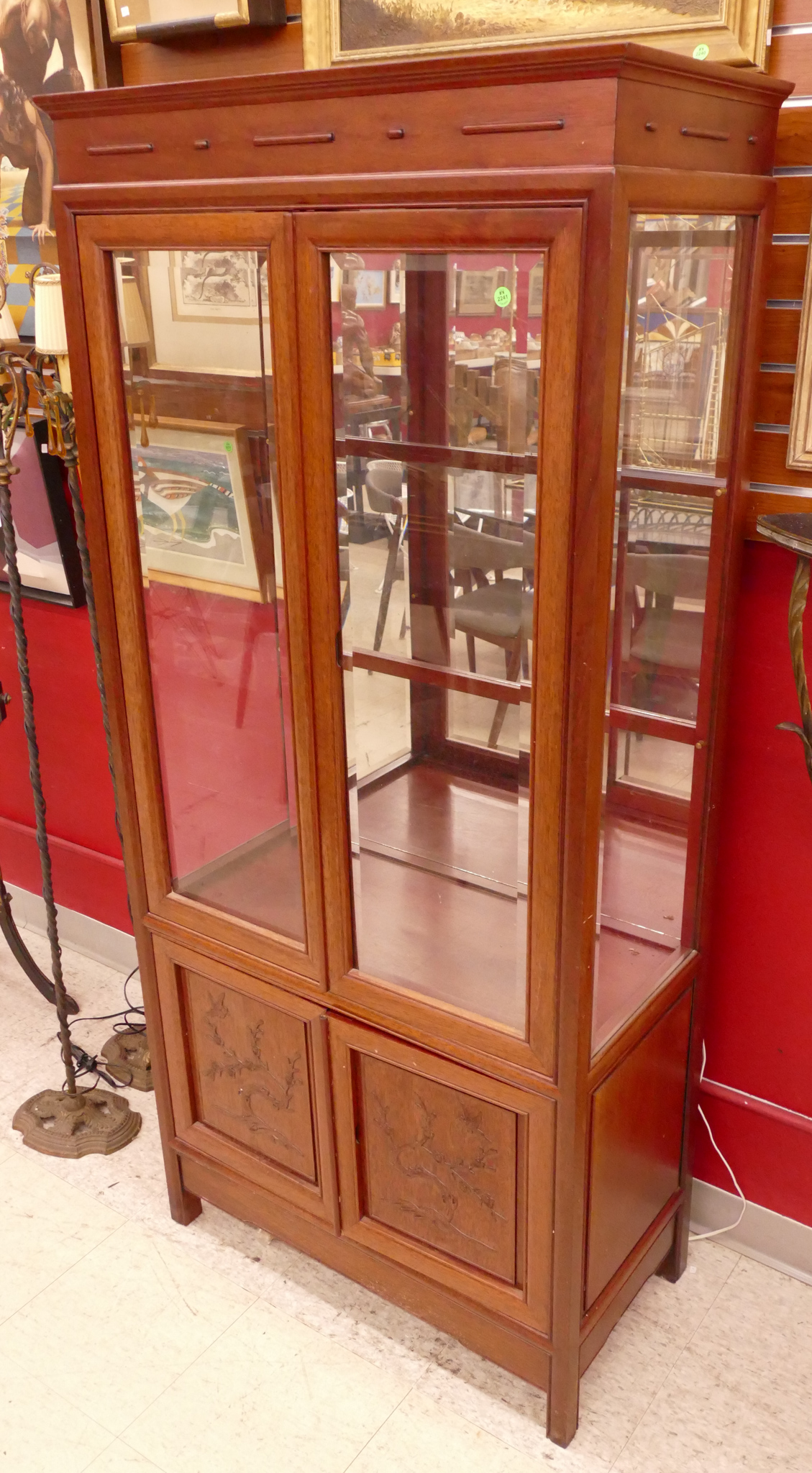 Appraisal: Chinese Carved Rosewood Curio Cabinet- missing glass shelves- x x