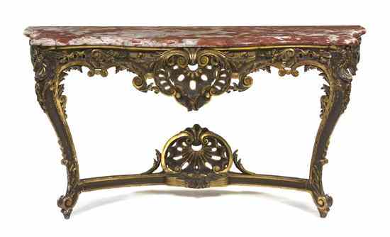 Appraisal: A Louis XV Style Painted and Parcel Gilt Console Table