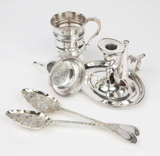 Appraisal: A group of Georgian sterling silver articles Comprising Christening cup