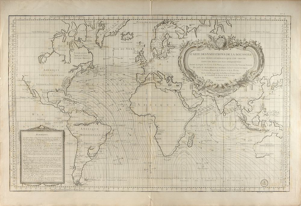 Appraisal: AN ANTIQUE MAP Carte des Variations de la Boussole PARIS