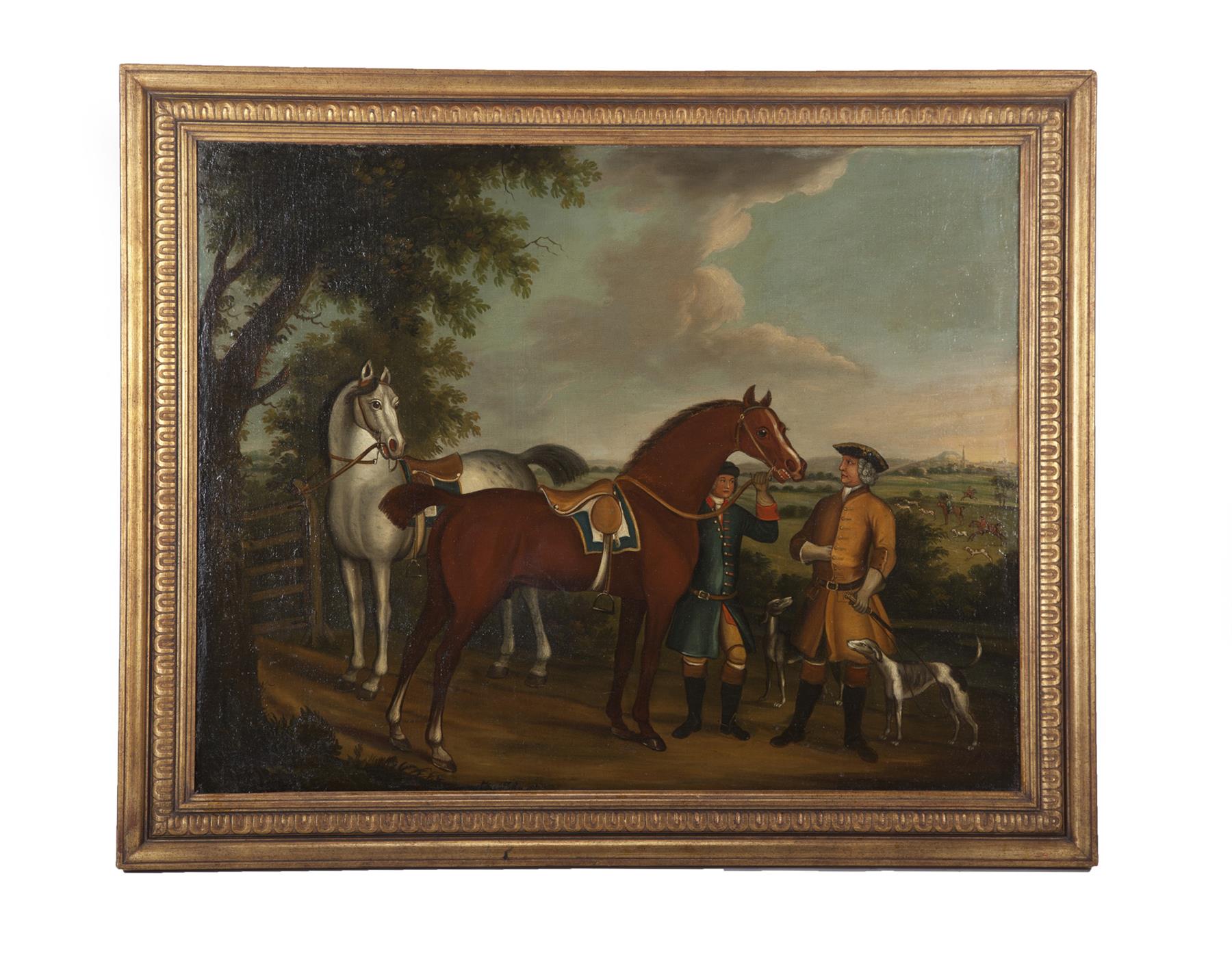 Appraisal: HORSES AND RIDERS AMERICAN OR EUROPEAN SCHOOL TH CENTURY Oil