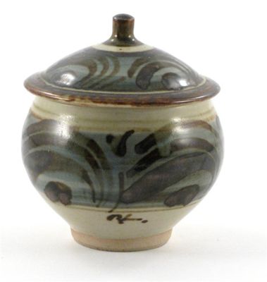 Appraisal: Bernard Leach - a porcelain jam pot and cover painted