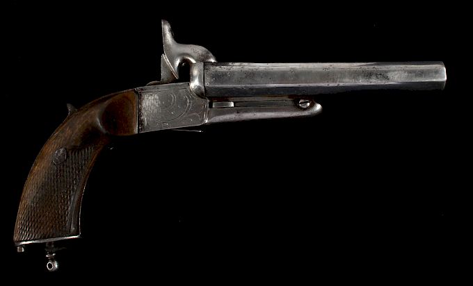 Appraisal: Antique Double Barrel French Percussion Pistol Available in this lot