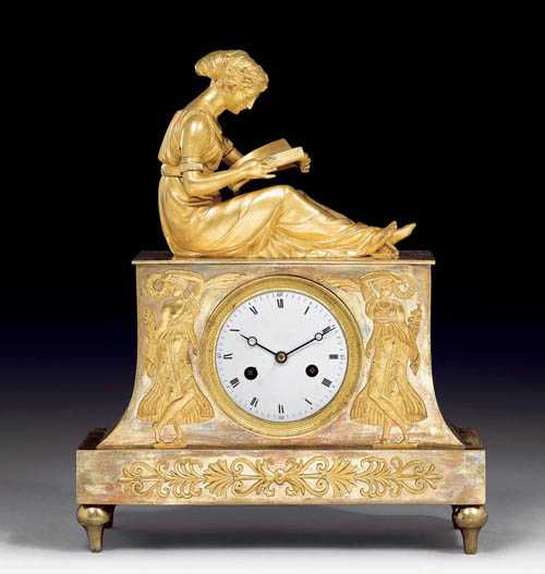 Appraisal: MANTEL CLOCK LA LISEUSE Empire by F REMOND Fran ois