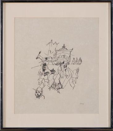 Appraisal: GEORGE GROSZ - DEUTSCHES STRASSENBILD Lithograph on japan paper x