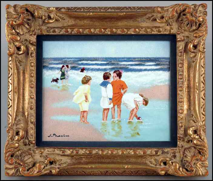 Appraisal: THREE FRAMED ENAMELS Condition No Specific Condition Recorded - Sold