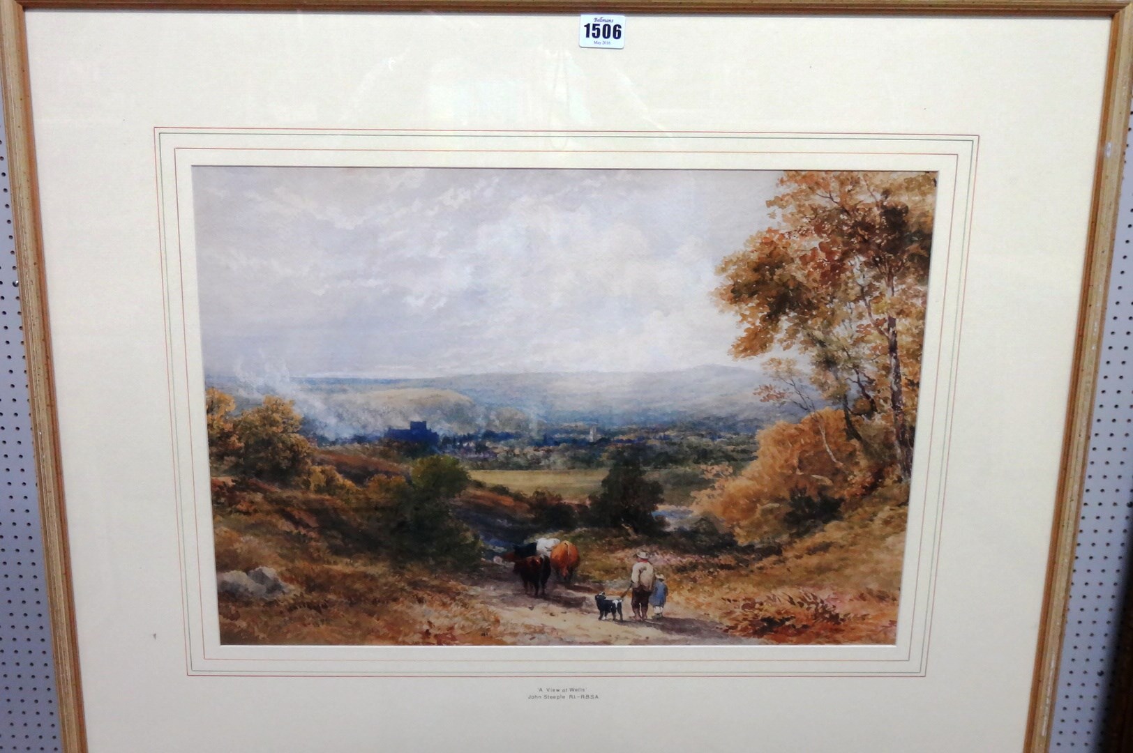 Appraisal: John Steeple - Distant view of Wells watercolour signed cm