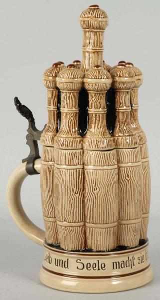 Appraisal: German Figural Pottery Stein Description Incised Germany on bottom with