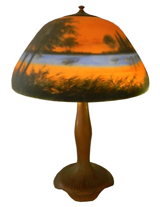 Appraisal: Moe Bridges table lamp c - dome shaped reverse painted