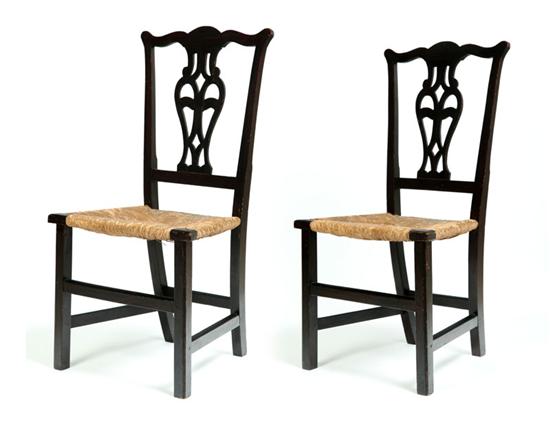 Appraisal: PAIR OF CHIPPENDALE SIDE CHAIRS Connecticut - mixed woods Openwork