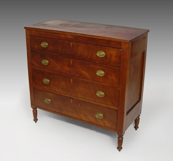 Appraisal: SHERATON DRAWER CHEST graduated drawers with scored edge original brass