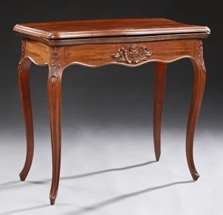 Appraisal: French Louis Philippe Style Carved Mahogany Games Table th c